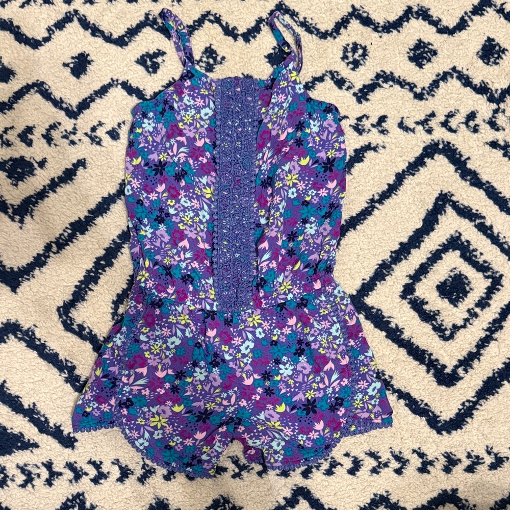 Girls' Purple Floral Romper